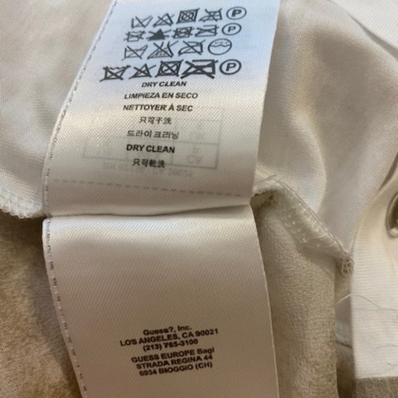 Guess Short Sleeve Blouse Mixed Fabric White Light Brown Tie- Dye Size Small - Picture 14 of 14